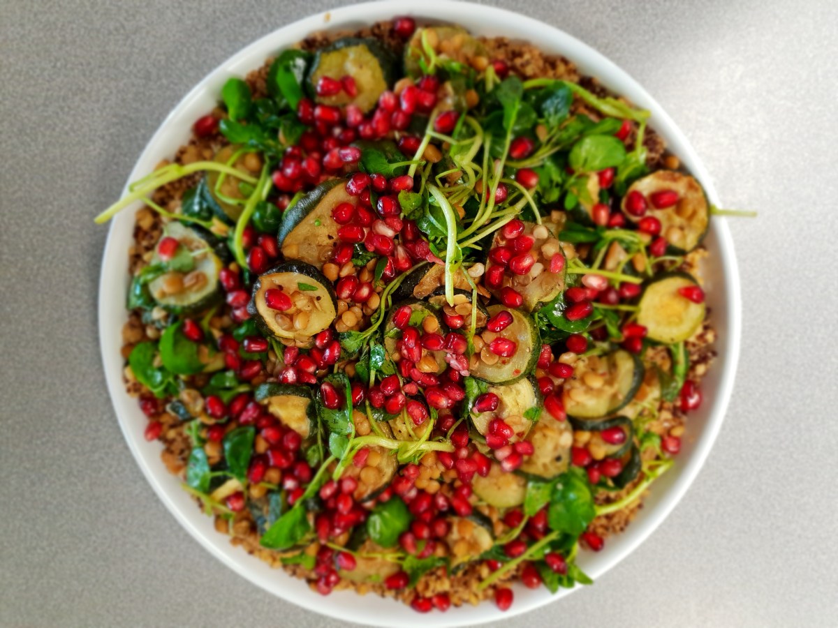 Courgette Lentil Cress Salad with&nbsp;Grains